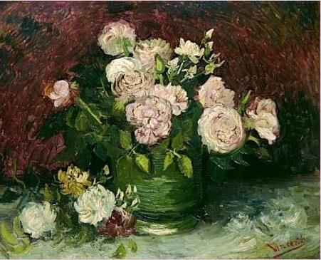 Картина Ван Гога Чаша с пионами и розами 1886